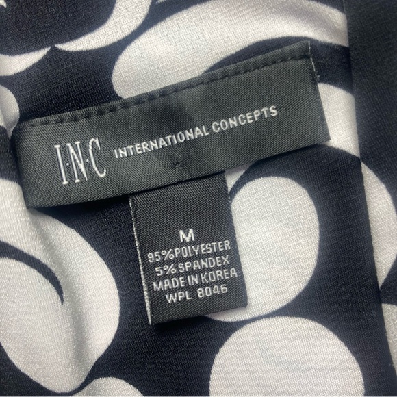 INC International Concepts Halter Dress Black White Swirl Print Size M - Picture 8 of 8